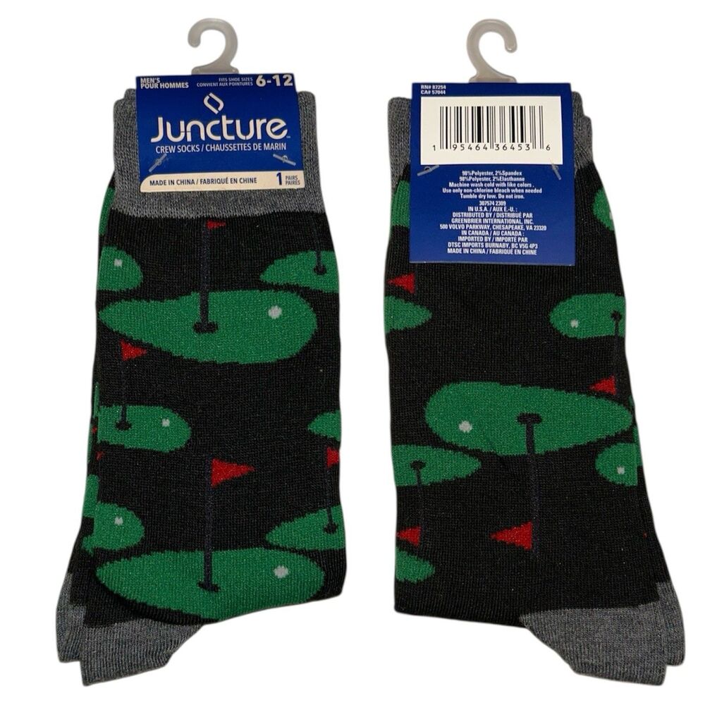 1x Juncture Mens Crew Socks Golf Size 6-12